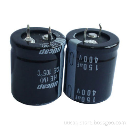 400V DC/150mfd Snap-in Aluminum Electrolytic Capacitor, 3000-hour Lifespan at 105°C